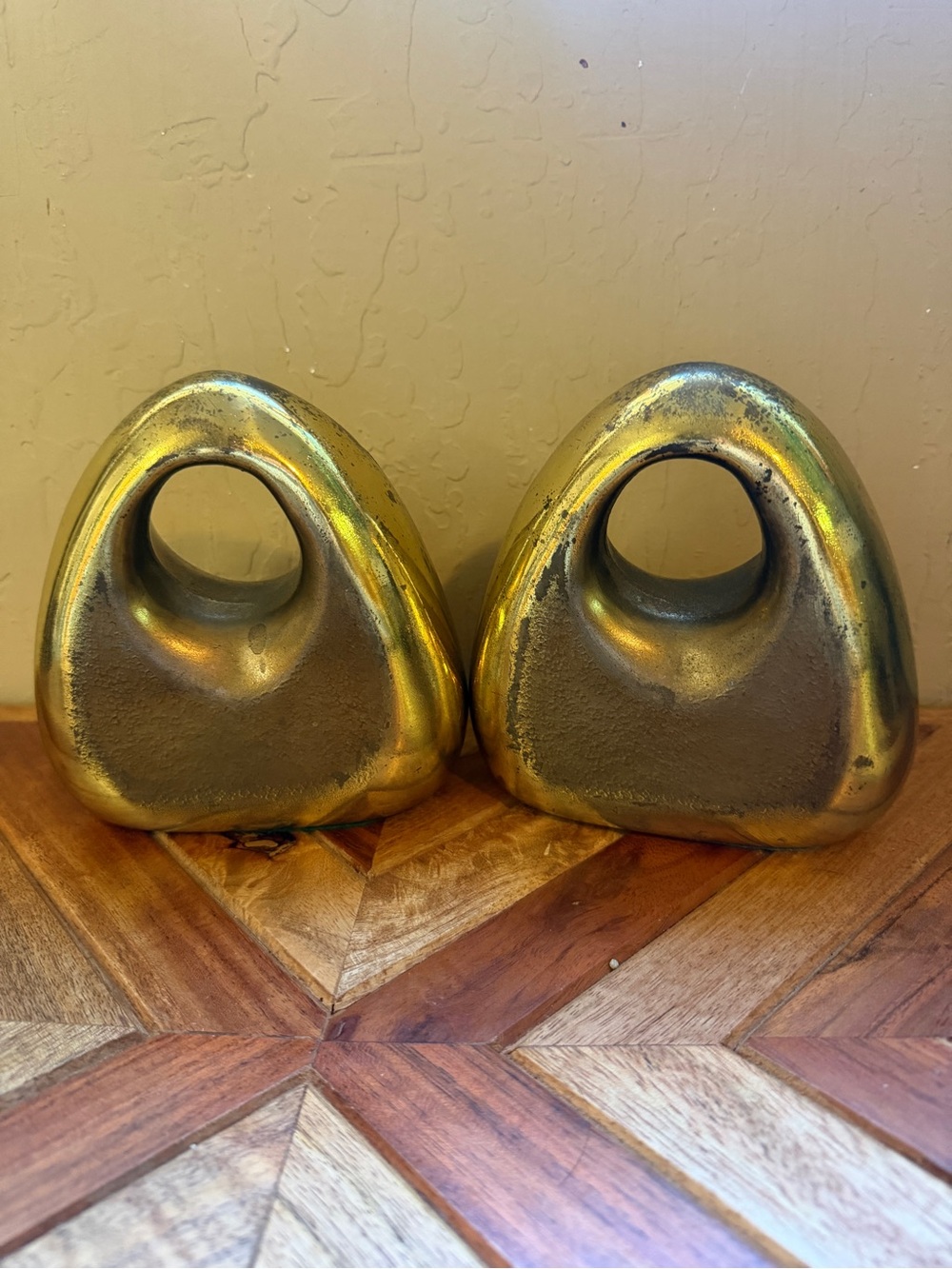 Pair of Ben Seibel Brass Plated Orb Bookends Marked, 1950s - Picture 3 of 15